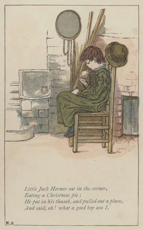 O pequeno Jack Horner sentou-se no canto (cor litho) de Kate (after) Greenaway
