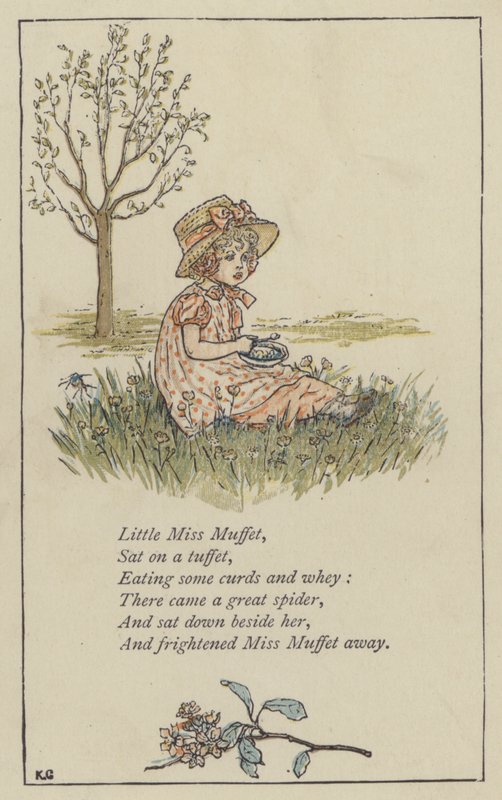 Pequena Miss Muffet (cor litho) de Kate (after) Greenaway