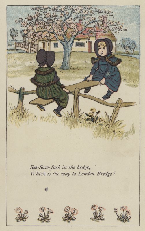 See-saw-Jack in the hedge (cor litho) de Kate (after) Greenaway