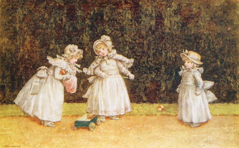 O pequeno Go-cart (litografia a cores) de Kate (after) Greenaway