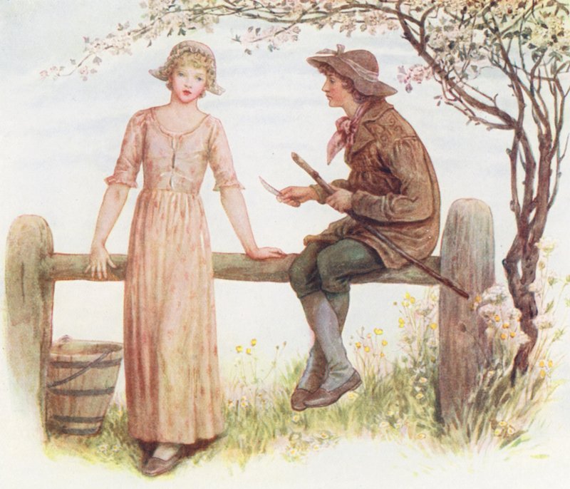 Dois a um estilo (litografia a cores) de Kate (after) Greenaway