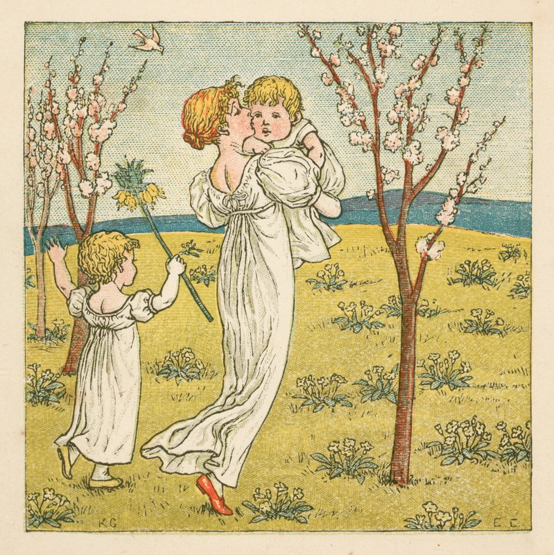 Caminhando no meio da flor (cor litho) de Kate (after) Greenaway