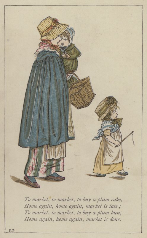 Para o mercado, para o mercado, para comprar um bolo de ameixa de Kate Greenaway