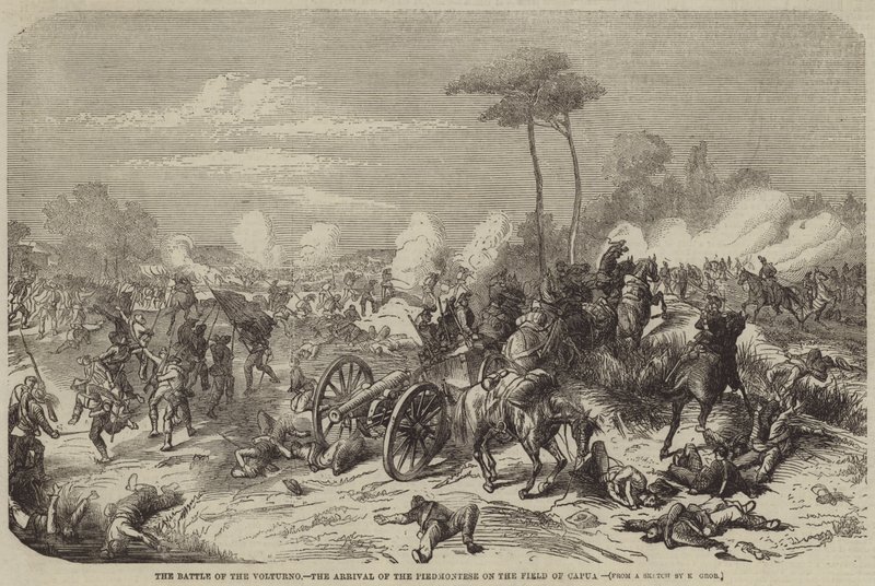 A Batalha do Volturno, a chegada dos piemonteses no campo de Cápua de Konrad Grob