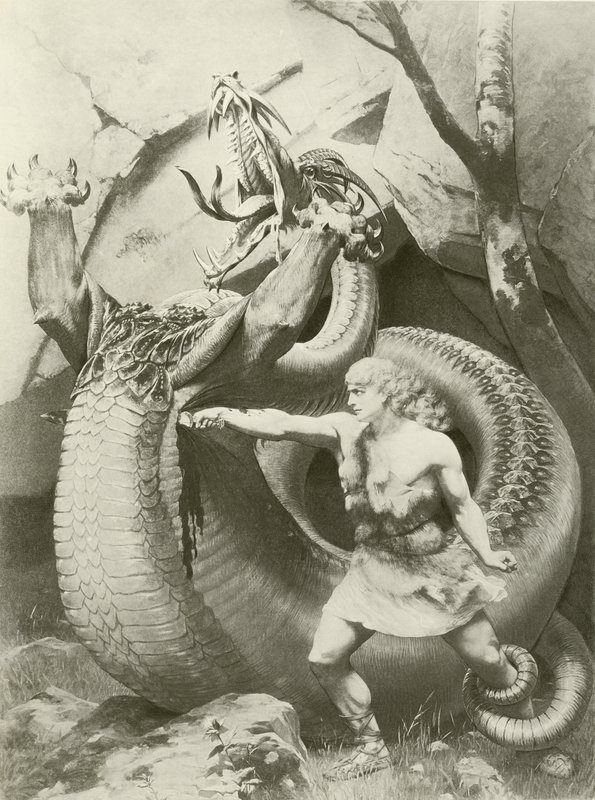 Siegfried, cena do ato II vi (gravura) de Konrad Dielitz