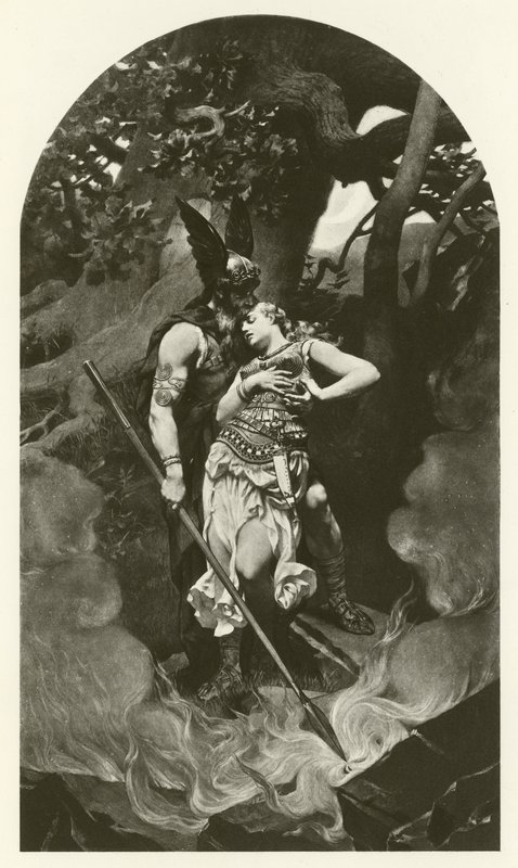 Wotan tira licença de Brunhild (gravura) de Konrad Dielitz