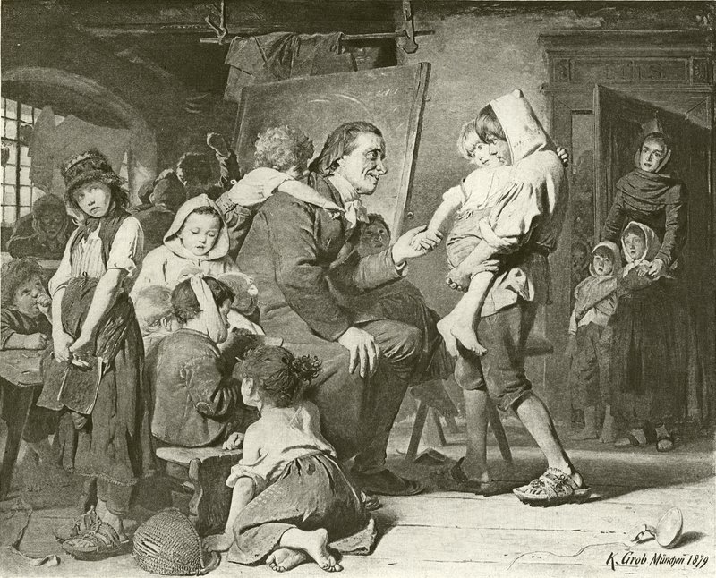 Pestalozzi, o amigo das crianças (gravura) de Konrad Grob