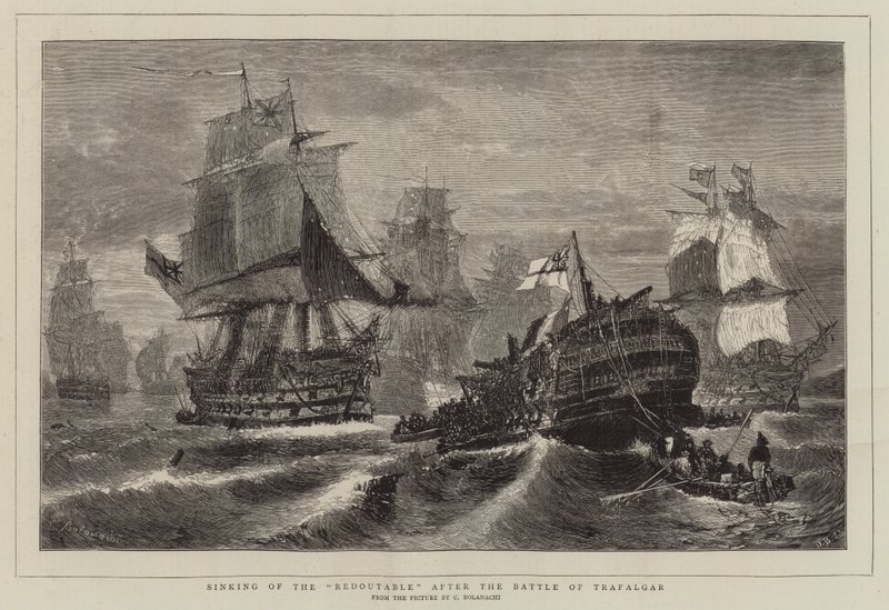 Naufrágio do Redoutable após a Batalha de Trafalgar de Konstantinos or Constantin Bolanachi