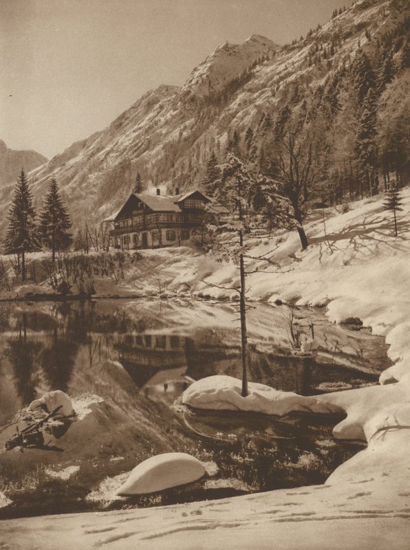 Der Christlessee bei Oberstdorf; The Christles-See perto de Oberstdorf (foto a p/b) de Kurt Hielscher