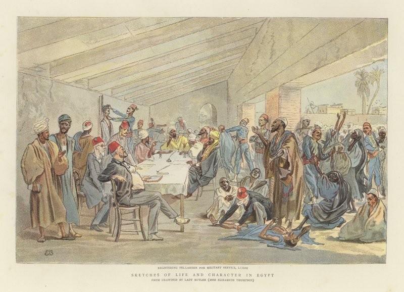 Registrando Fellaheen para o serviço militar de Lady Butler