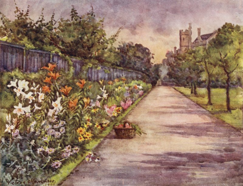 Herbaceous Border, Lambeth Palace (cor litho) de Lady Victoria Marjorie Harriet Manners