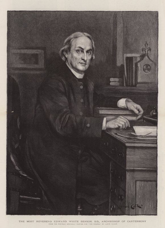 O Reverendíssimo Edward White Benson, DD, Arcebispo de Canterbury (gravura) de Lance Calkin