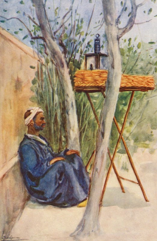 Povo do Egipto: Vendedor de bolos, Baia Cak (litografia a cores) de Lance Thackeray