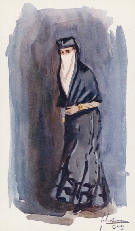 Povo do Egipto: Mulher egípcia, classe média, Horma (litografia a cores) de Lance Thackeray