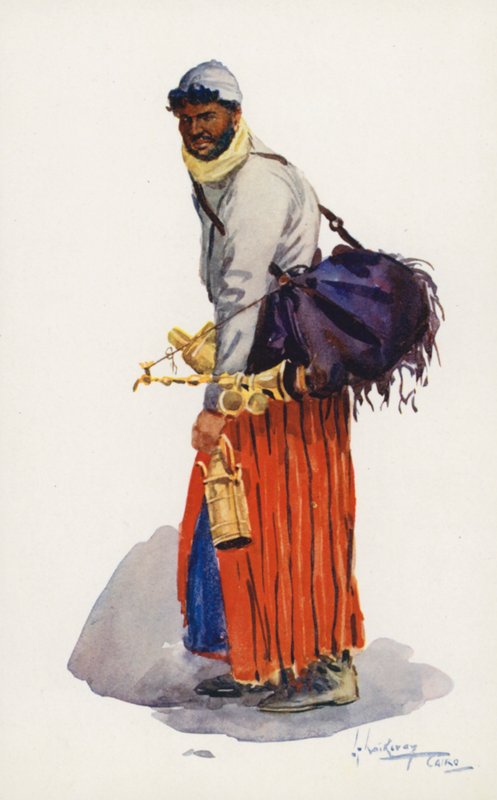 Povo do Egito: Vendedor de xarope, Sharbatli (litografia a cores) de Lance Thackeray