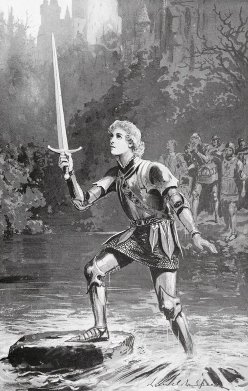 Galahad levantou a espada muito facilmente (litografia) de Lancelot Speed