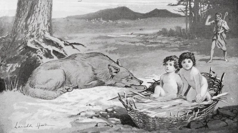 O pastor viu que o lobo estava a tomar conta das crianças (litografia) de Lancelot Speed