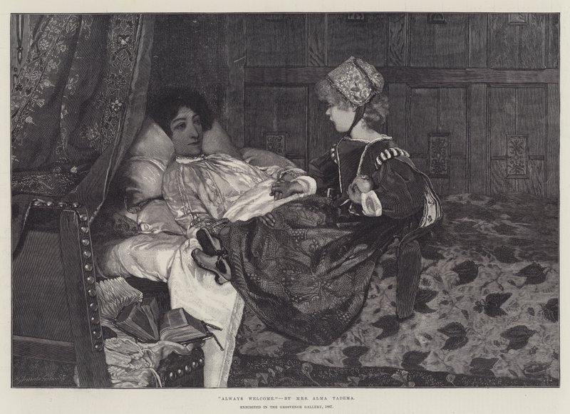 Sempre bem-vindo, exibido na Galeria Grosvenor, 1887 de Lawrence Alma Tadema
