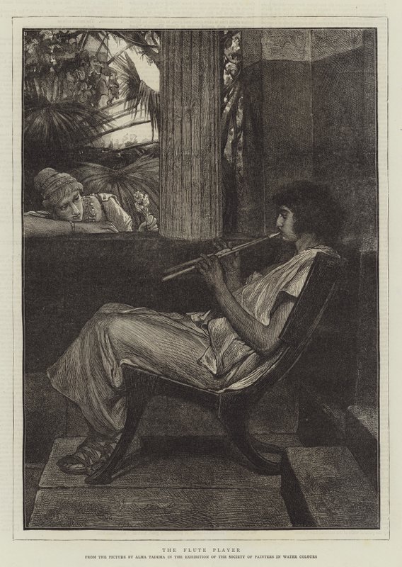 O tocador de flauta de Lawrence Alma Tadema