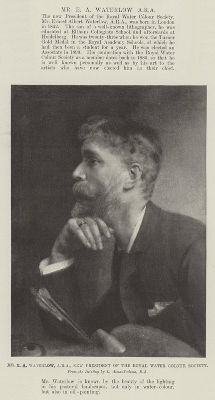 Sr. EA Waterlow, ARA, novo presidente da Royal Water Color Society de Lawrence Alma Tadema