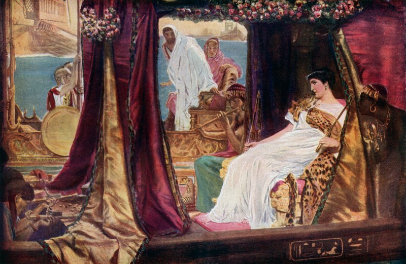 Cleópatra em sua barcaça, de Shakespeares Antony e Cleopatra de Lawrence after Alma Tadema