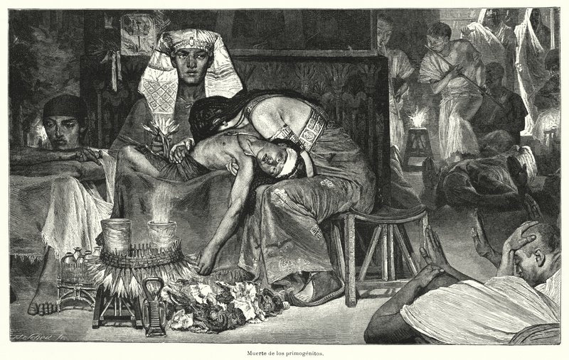 Morte do Primogénito: a última das Dez Pragas do Egipto (litho) de Lawrence (after) Alma Tadema