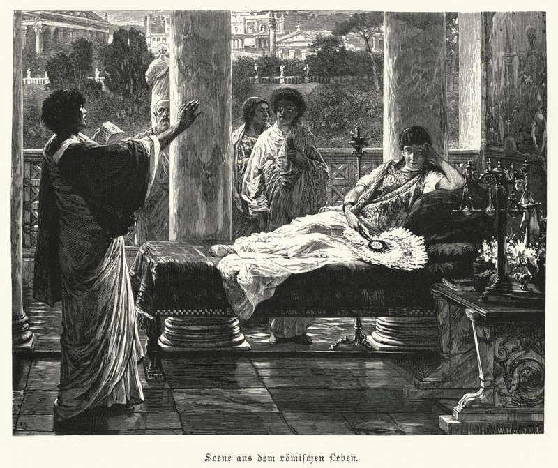 Cena da vida na Roma antiga (gravura) de Lawrence (after) Alma Tadema