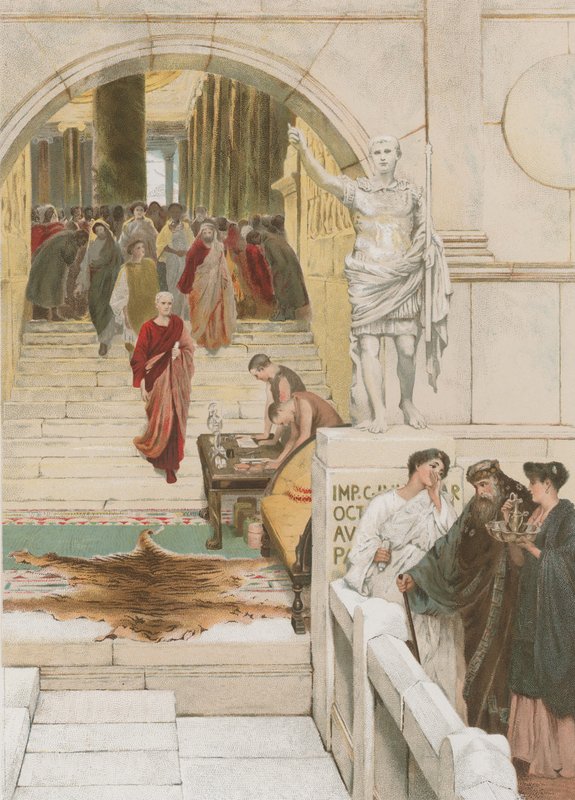 Esperando uma audiência com Agripa (cromolitro) de Lawrence Alma Tadema