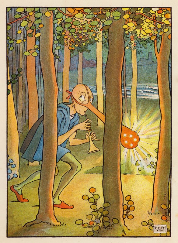 O Boneco de Nariz Luminoso (litografia a cores) de Leonard Leslie Brooke