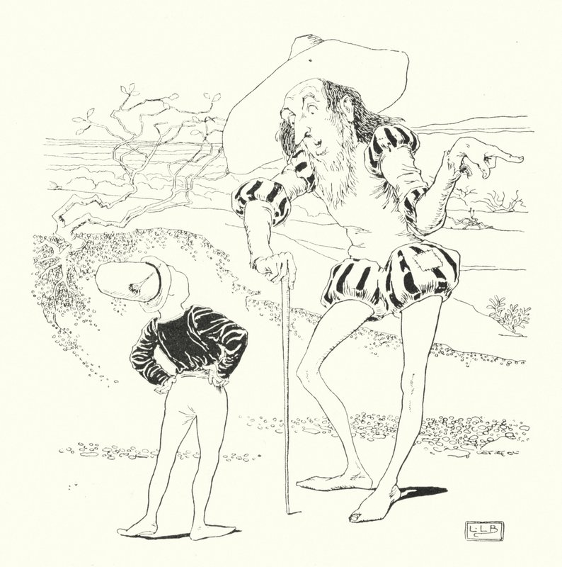 O homem no deserto perguntou-me, quantos morangos cresceram no mar (gravura) de Leonard Leslie Brooke