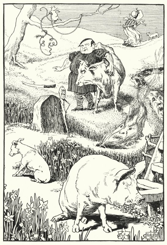 A velha mulher e o seu porco (gravura) de Leonard Leslie Brooke