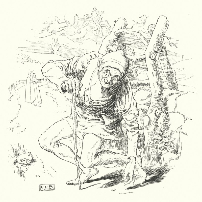 Havia um homem torto, e ele foi uma milha torta (gravura) de Leonard Leslie Brooke