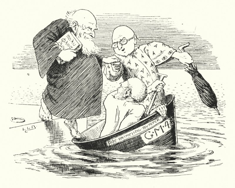 Três sábios de Gotham, foram para o mar em uma tigela (gravura) de Leonard Leslie Brooke