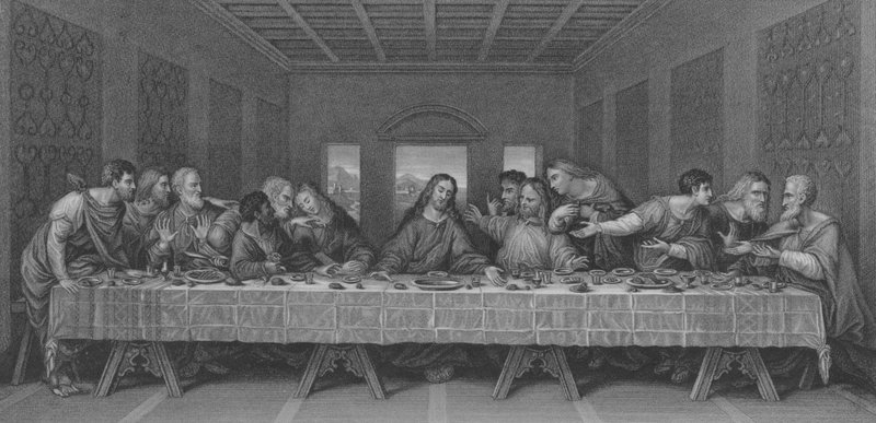 A Última Ceia, São Mateus 26, Verso 17-30 de Leonardo da after Vinci