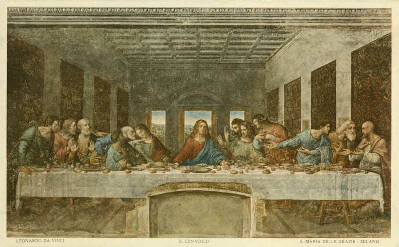 A Última Ceia (litografia a cores) de Leonardo da (after) Vinci