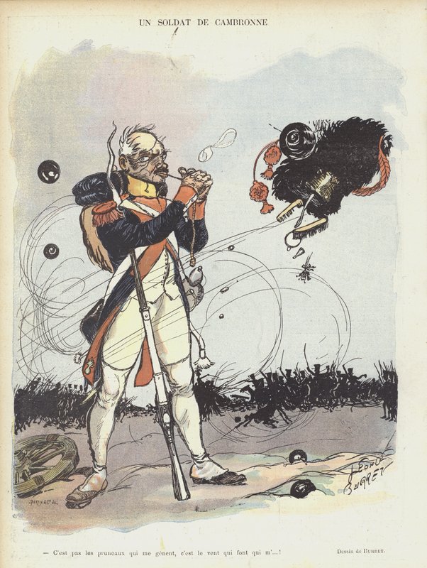 Um soldado de Cambronne. Ilustração para Le Rire de Leonce Burret