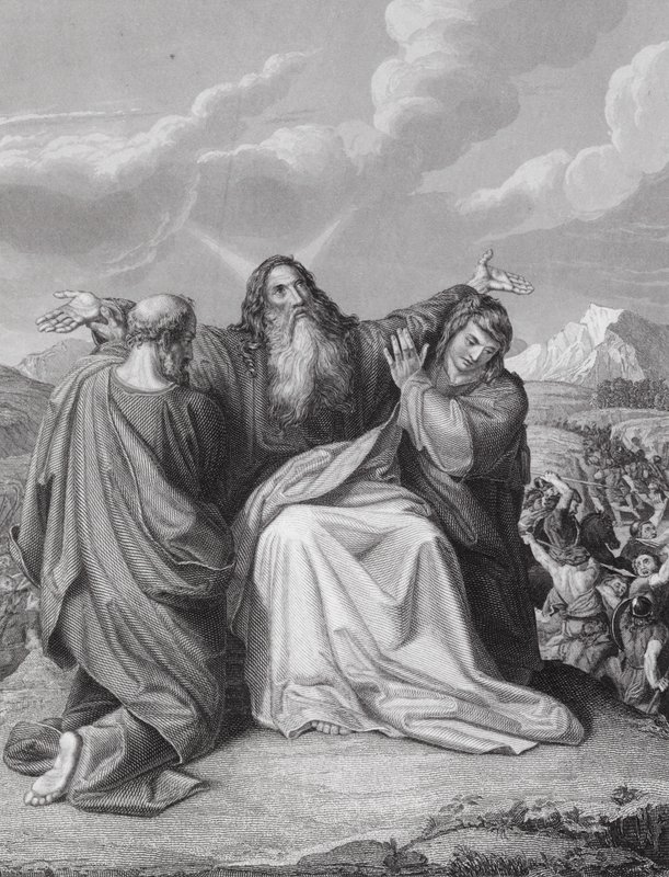 O levantar das mãos de Moisés, Êxodo, cap. 17, v. 12 (gravura) de Leopold Kupelwieser