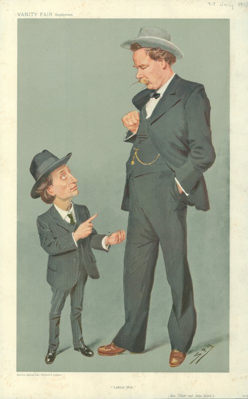Ben Tillett e John Ward, Homens do Trabalho, 29 de julho de 1909, desenho animado da Vanity Fair de Leslie Matthew Ward