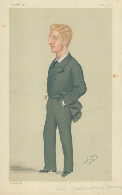 Comandante Lord Ramsay, Liverpool, 28 de fevereiro de 1880, desenho animado da Vanity Fair de Leslie Matthew Ward