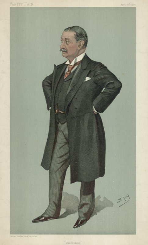 Dr. Nathaniel Edward Yorke-Davis, Dietética, 12 de abril de 1900, desenho animado da Vanity Fair de Leslie Matthew Ward