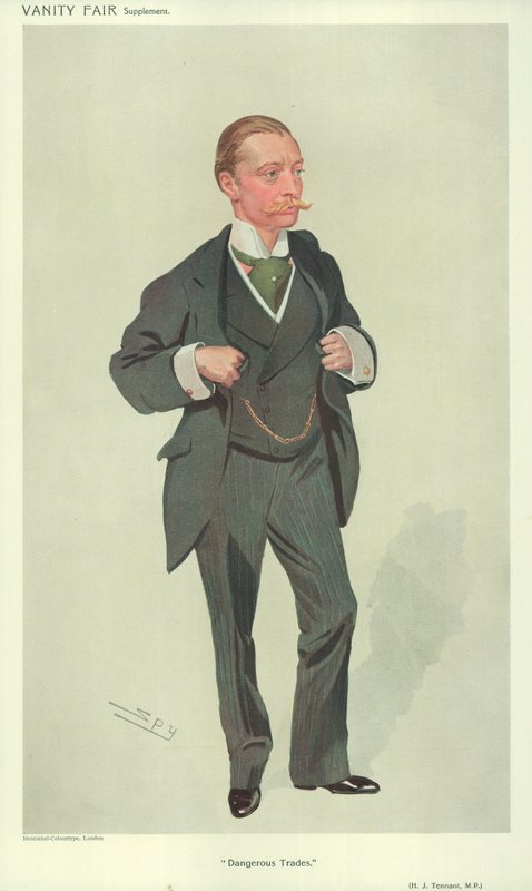 Harold J Tennant, MP, Dangerous Trades, 23 de dezembro de 1909, desenho animado da Vanity Fair de Leslie Matthew Ward