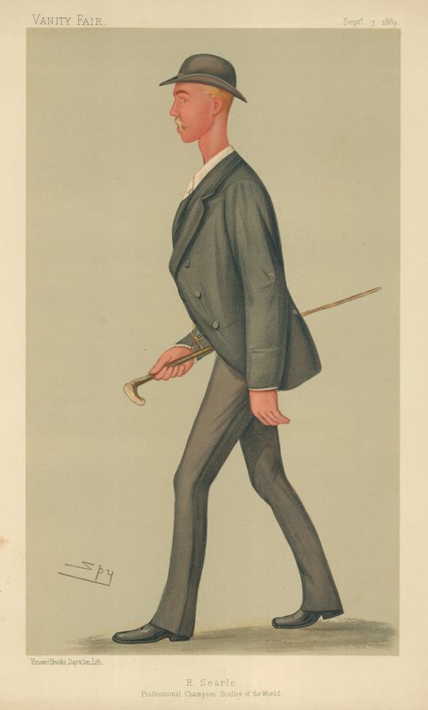 Henry Searle, Campeão Profissional de Sculler do Mundo, 7 de setembro de 1889, desenho animado da Vanity Fair de Leslie Matthew Ward