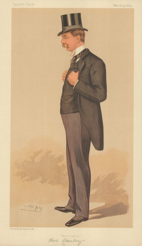 Lord Stanley MP, Westhoughton, 29 de março de 1894, desenho animado da Vanity Fair de Leslie Matthew Ward