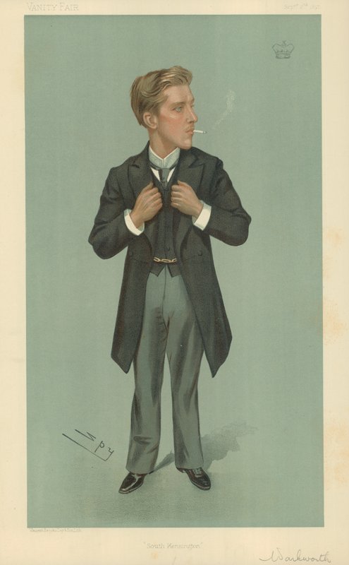 Lord Warkworth, South Kensington, 2 de setembro de 1897, desenho animado da Vanity Fair de Leslie Matthew Ward