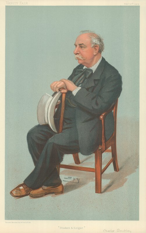 Charles Santley, estudante e cantor, 27 de fevereiro de 1902, desenho animado da Vanity Fair de Leslie Matthew Ward