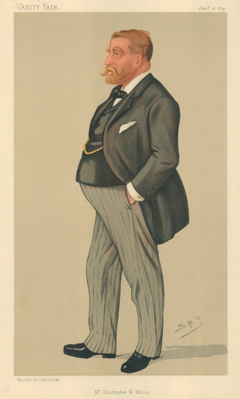 Sr. Christopher W Wilson, 10 de janeiro de 1891, desenho animado da Vanity Fair de Leslie Matthew Ward