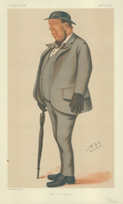 Henry Steel, o Leviatã, 27 de outubro de 1877, desenho animado da Vanity Fair de Leslie Matthew Ward