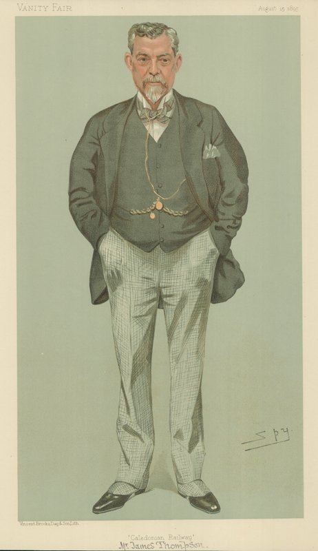 Sr. James Thompson, Caledonian Railway, 15 de agosto de 1895, cartoon da Vanity Fair de Leslie Matthew Ward
