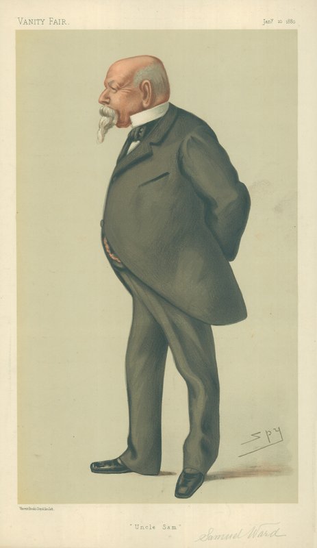 Sr. Samuel Ward, Tio Sam, 10 de janeiro de 1880, desenho animado da Vanity Fair de Leslie Matthew Ward