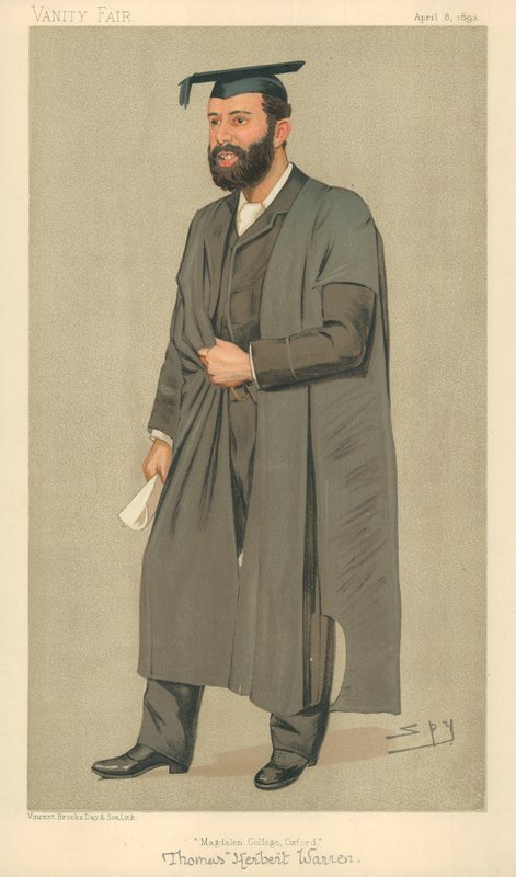 Sr. Thomas Herbert Warren, Presidente do Magdalen College Oxford, Magdelen College Oxford, 8 de abril de 1893, desenho animado da Vanity Fair de Leslie Matthew Ward